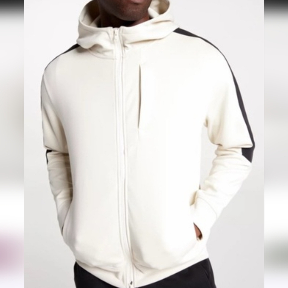 NEW VRST Hoodie Mens M Full Zip Light Sand Pinnacle Fleece Long Sleeve Athletic
